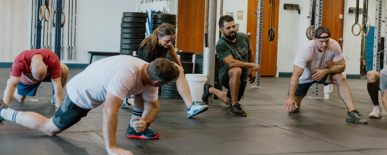 Members warming up together at the start of a group class at CrossFit Spring Hill in Spring Hill, TN
